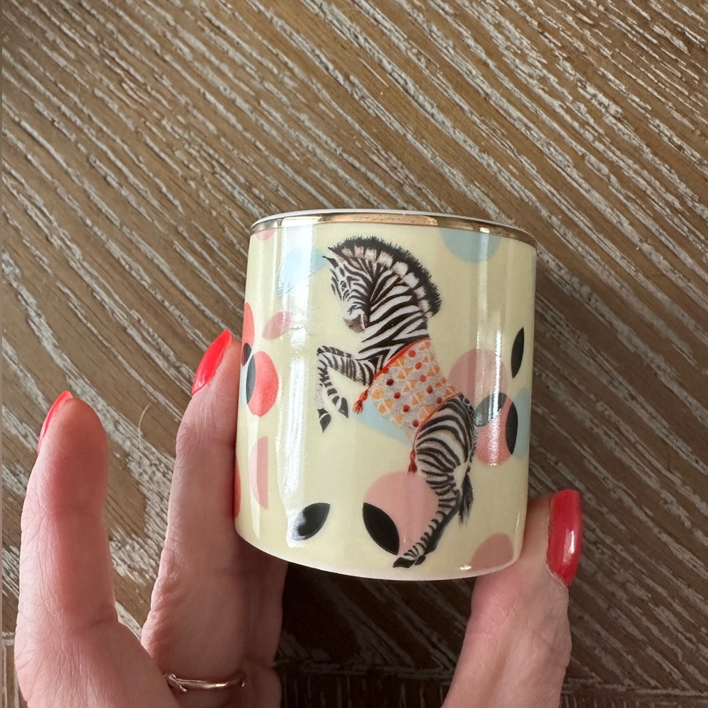Yvonne Ellen votive holder Zebra Ceramic with Multicolor Accents